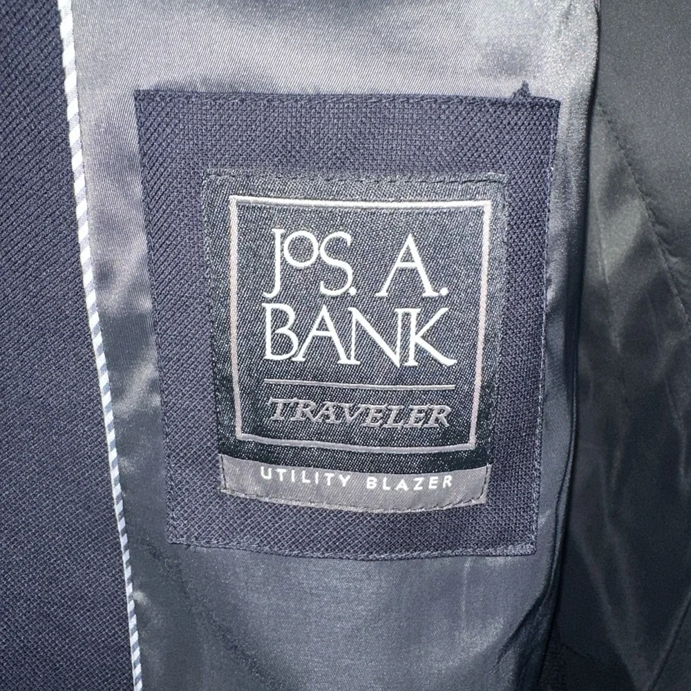 Mens Jos A Bank Traveler Utility Blazer 52L Tailored Fit Navy Sport Coat jacket